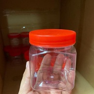 RORA - (10 Pcs) 250/500gm Plastic Jar Transparent With Inner Lid I Square Container PET Plastic Jar 