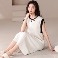 Pink Lady 罩杯式 無袖連身睡裙 伶步貓語 涼感螺紋布睡衣 居家服