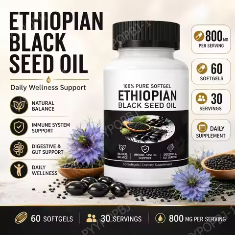 Ethiopian Black Seed Oil Softgels 800mg Per Serving Daily Wellness Support 60 Softgels Non GMO