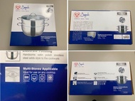 【90% New】Buffalo Pro Cook 系列 28CM 6L 牛頭牌 不鏽鋼 多功能 加厚底 雙層 蒸煮鍋 蒸氣海鮮鍋 連玻璃蓋 18/10 Stainless Steel Multi F