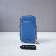 (READY NEW) Crossgrain Leather Blueberry Blue Crossbody Phone Bag