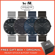 [Original] Coach Charles Stainless Steel Silver Grey Black Navyblue Men Watch Mesh Strap Jam Tangan 