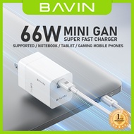 BAVIN PC980 66W Mini GaN Super Fast Charger for iPhone 15+ Pro Max 14 13 w/ 1M 60W Type-C Cord Laptop Charging Macbook