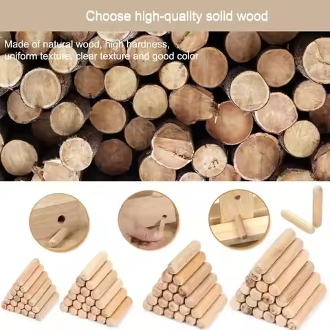 50Pcs Diameter 0.4cm-1.2cm Fluted Wood Dowel Pins Multiple Sizes Woodworking Dowels for Furniture Ar