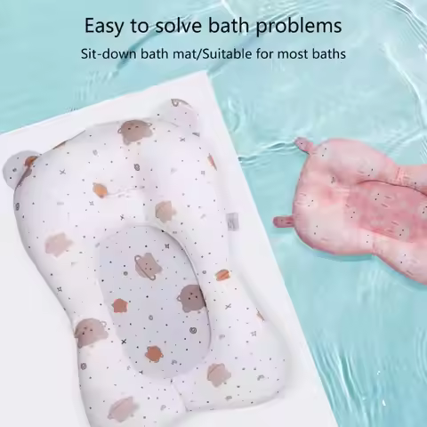 54DF Cartoon Baby Bath Tub Pad Comfortable Pillow Safe Support Easy to Clean Baby Showers Bathtub Ma