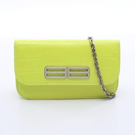 【二手】巴黎世家 (Balenciaga) BALENCIAGA單肩包 Gossip 鱷魚紋壓花黃色皮革 Gossip 鏈條錢包 女士二手 B