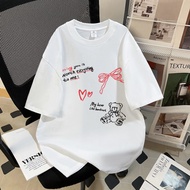 COD [Real Shot] Front Printed 200g 230g 100% Cotton Live Same Product Loose Short-Sleeved T-Shirt Me