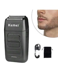 Kemei Km-1102 無線專業理髮器1入裝,可充電便攜男性理髮器,適用於家庭和專業理髮店使用,修鬍刀無線專業理髮器