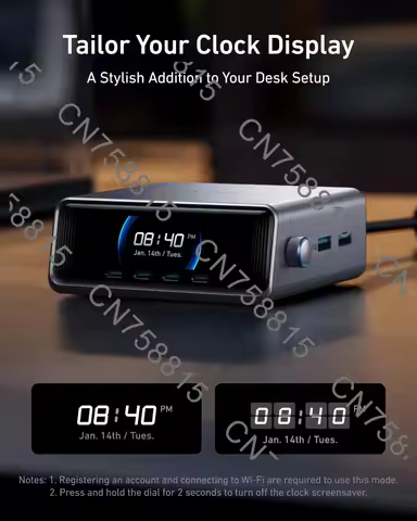 For Anker Prime Charger, 250W / 200W GaN Prime USB C Charging Station, Ultra-Fast 6-Port, 2.26LCD Di