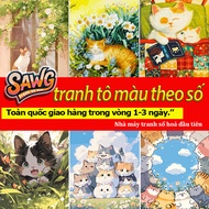 HCM-fast transfer1-3 days-Sawg-coloring by number picture-Cat in front of the window-digital picture