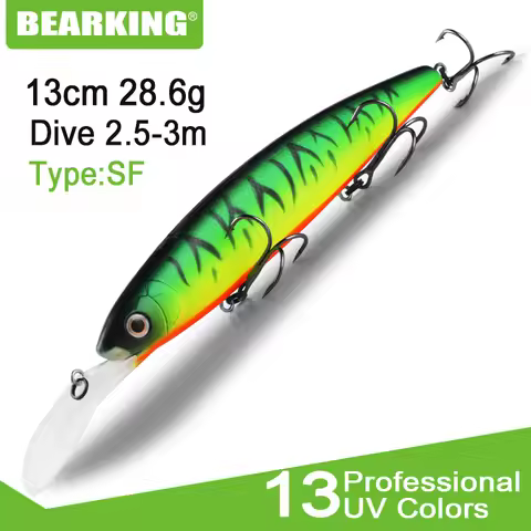 BEARKING Fishing Lure Laser Hard Artificial Bait 3D Eyes 13cm 28.6g Fishing Wobblers Diving 2.5m-3m 