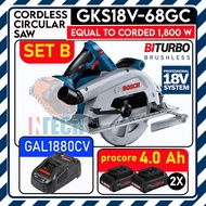 GKS18V-68GC PROFESSIONAL 18V CORDLESS CIRCULAR SAW BI-TURBO BRUSHLESS MOTOR C/W GAL1880CV CHARGER+PR