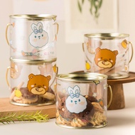 Biscuit packaging box, portable transparent children s snack candy jar, snowflake cookies, cranberry cute cartoon box