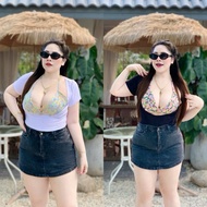 Wide Neck Shirt Regular + Bra 2 Pieces Chest 36-46 Can Wear The Sea Songkran Get A Sister (f98)