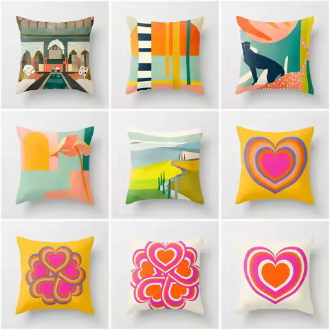 decorative Home pillow case Cushion covers 45*45 nordic 40*40 40x40cm 50x50cm Pink Red Morandi Geome