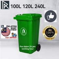 Premium 100L 120L 240L Big Green Dustbin Green Plastic Dustbin Tong Sampah Besar Mobile Garbage Bin 