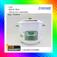 Dhome 1.0 Liter Rice Cooker with Steam Function , 1 Years Warranty DH-R10