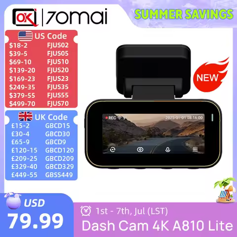 70mai A810 Lite Dash Cam HDR Supercapacitor Control WiFi APP 24H Parking Mode Voice Control G-sensor