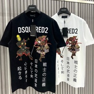 DSQ Samurai Men's T-shirt with Japanese print. Unisex Dsquared2 Loose Form T-shirt Super Hot 2024.