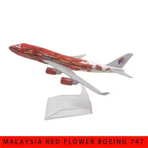 JASON TUTU 16cm Malaysia Airlines big Red flower Boeing 747 Aircraft Model Planel Airplane Diecast M