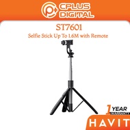 HAVIT ST7601 Bluetooth Tripod Selfie Stick, 1.6M Long Adjustable | For Live Streaming Phone Stand Ho