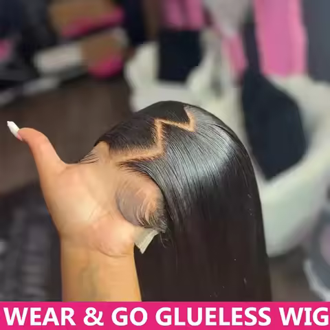 Wear Go Glueless Wig 30 34 Inch Bone Straight 13x6 HD Lace Frontal Wig Human Hair Pre plucked 6x4 Tr