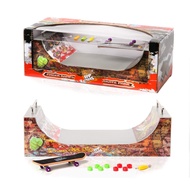 Grip and Tricks - Fingerboard Park Halfpipe with 1 Finger Skate 8 Extra Mini Fingerboards Wheels and