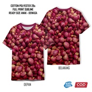 Bawang Merah Putih Bombay T-Shirt Cool Full Printdaun | Unisex Cartoon Food Clothes for Children and