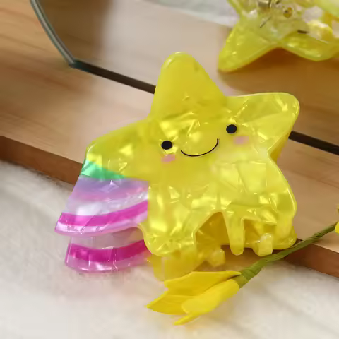 acrylic star rainbow hair claw clip for girl