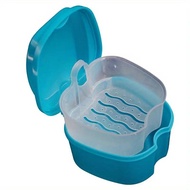 Blue Denture Box, Denture Storage Box with Hanging Net - blue