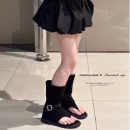 Y2K style flip-flops boots for babies in super soft suede