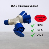 3-Way 16A AMP Plug 3 Pin 240V | Waterproof Industrial Multiple Outlet Socket