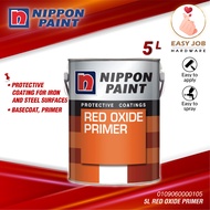 🔥 5L Nippon Paint Metal Red Oxide Primer Paint Metal Primer Cat Undercoat Besi Oxide Paint Metal Undercoat Besi 铁漆