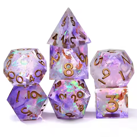 7Pcs/Set Resin For DND Dice D&D D4 D6 D8 D10 D% D12 D20 Polyhedral Games Dice Set For Dungeons And D