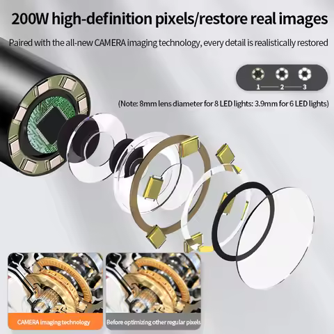 5Inch 7.9mm 2MP 1080P Dual Lens Endoscope Side-View&Front View CMOS Borescope Inspection Digital Mic