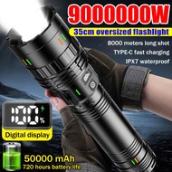 【35 cm extra large flashlight】LCD zoom lampu suluh terang jarak jauh torch light super bright 100000