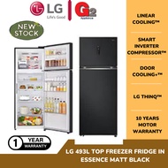 LG [READY STOCK] 493L Top Freezer Fridge GN-B452PQBK Essence Matt Black - LG MALAYSIA WARRANTY