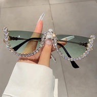 Semi-round Sunglasses Women  Gradient Half Rimless Shades