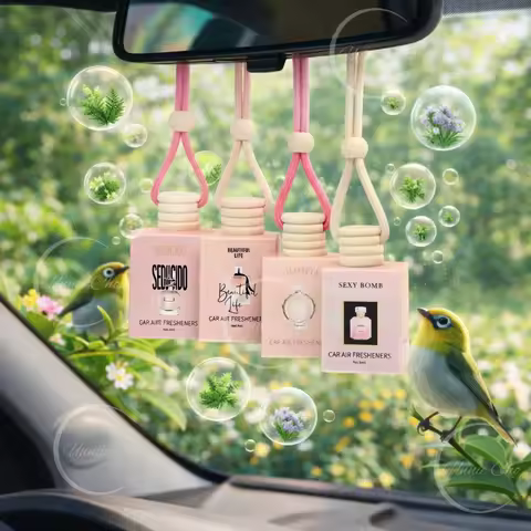 Pink Car Fragrance 8ML Keep Charming Fresh Glass Bottle Air Freshener Hanging Car Interior Decoratio