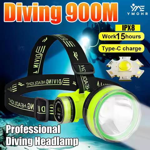 New 900M Professional Diving Headlamp IPX8 Waterproof Headlight LED High Power Head Flashlight Under