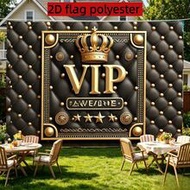 1 Piece Of Golden VIP Banner Hanging Cloth 2D Flat Polyester Fiber Material Crown VIP Background Clo