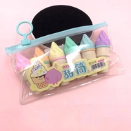 Set Highlighter Es Krim Warna-Warni 6 Pcs dengan Pouch Lucu - PTT