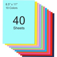 40 Sheets Colored Cardstock 10 Colors, 8.5x11 Color Cardstock Bulk, 200gsm Construction Paper for Pr