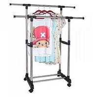 With Double Pole Organizer Multi-Function Clothes Rack Hanger And Wheels - BY SEOKO HL050