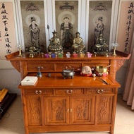 HY-D Solid Wood Elm Altar Altar Sets of Cabinet Table Niche Buddha Cabinet Incense Burner Table Table Altar Buddha Table