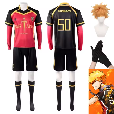 Anime Kunigami Cosplay Costumes Rensuke Wigs Bastard Munchen Team Soccer Jersey #50 Kunigami Footbal