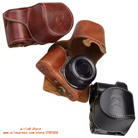 pu Camera bag casing for sony ilce Alph a6400 a6300 a6100 a6000 a5100 a5000 with 16-50mm lens for us