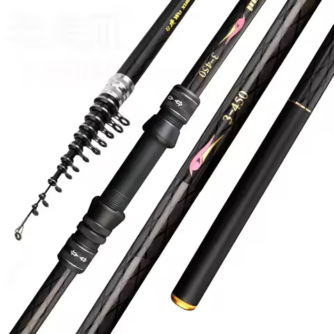 2.7M 3.6M 4.5M 5.4M 6.3M 7.2M Carbon Telescopic Rock Fishing Rod Ultra Light Rod Lure Carp Travel Oc