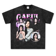 IVE Gaeul An Yuzhen Rei Liz Leeseo Washed Distressed Short-Sleeved T-Shirt Top American Retro ins St