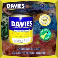 DAVIES PREMIUM GRADE ACRY-COLOR 100% ACRYLIC BASED WHITE BASED PAINT AC-20 THALO BLUE 60ml